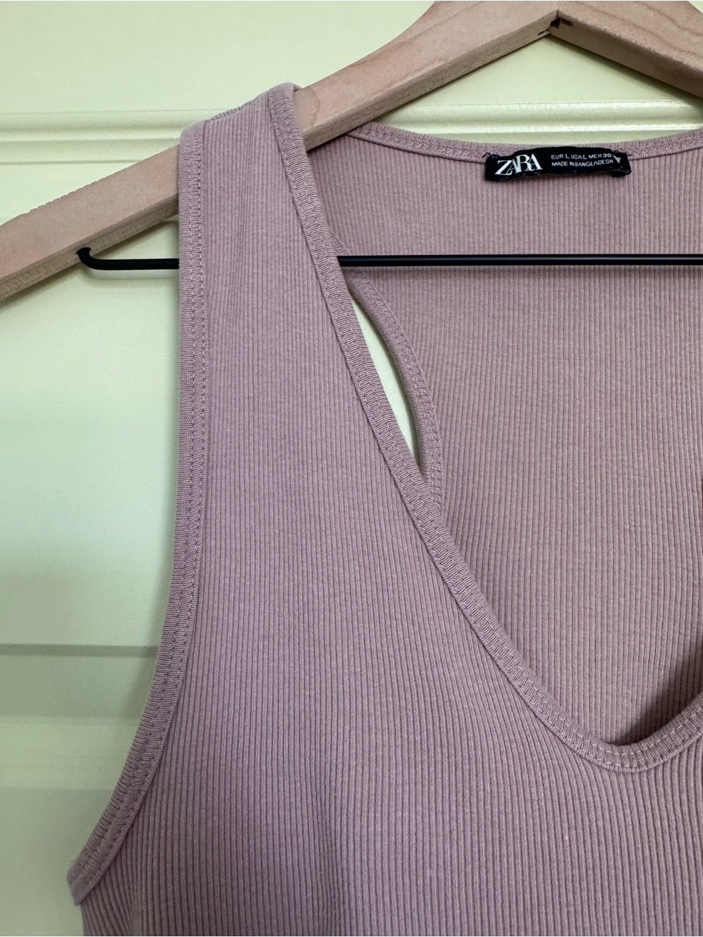 Zara Mauve Ribbed Racerback Crop Top - Picture 3 of 3